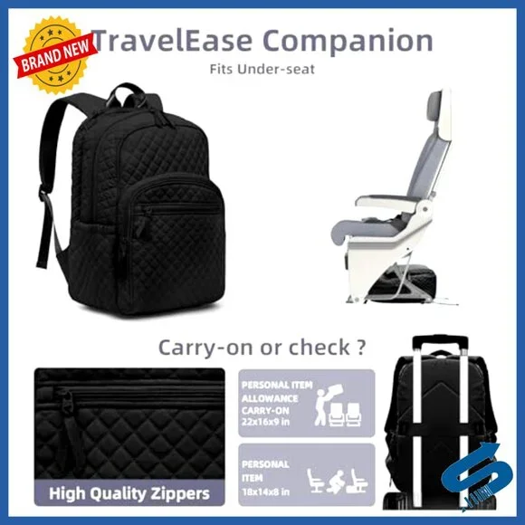 Quilted Casual Daypack Waterproof Laptop Backpack College Bookbag Chic - Picture 6 of 7